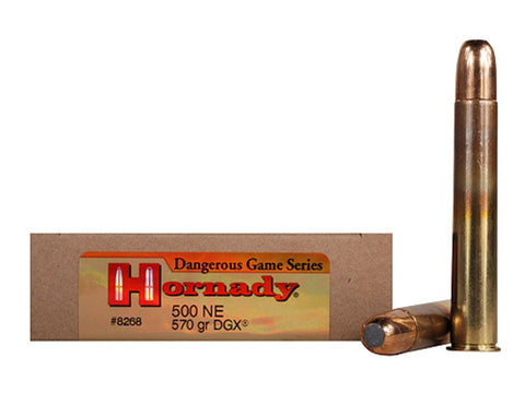 Hornady Dangerous Game Ammunition 500 Nitro Express 3" 570 Grain DGX Flat Nose Expanding (20pk)
