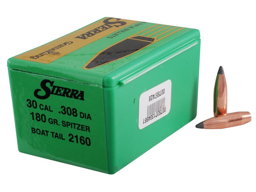 Sierra GameKing Bullets 30 Caliber (308 Diameter) 180 Grain Spitzer Boat Tail (100pk)