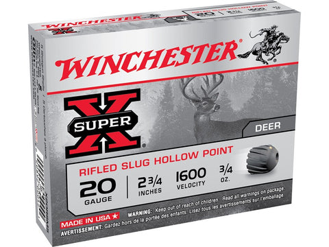 Winchester Super-X Ammunition 20 Gauge 2-3/4" 3/4 oz Rifled Slug (5pk)