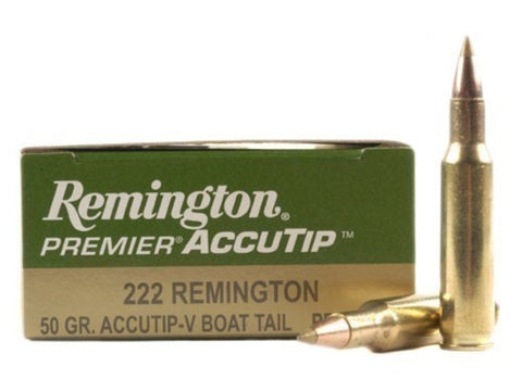 Remington Premier Varmint Ammunition 222 Remington 50 Grain AccuTip Boat Tail (20pk)