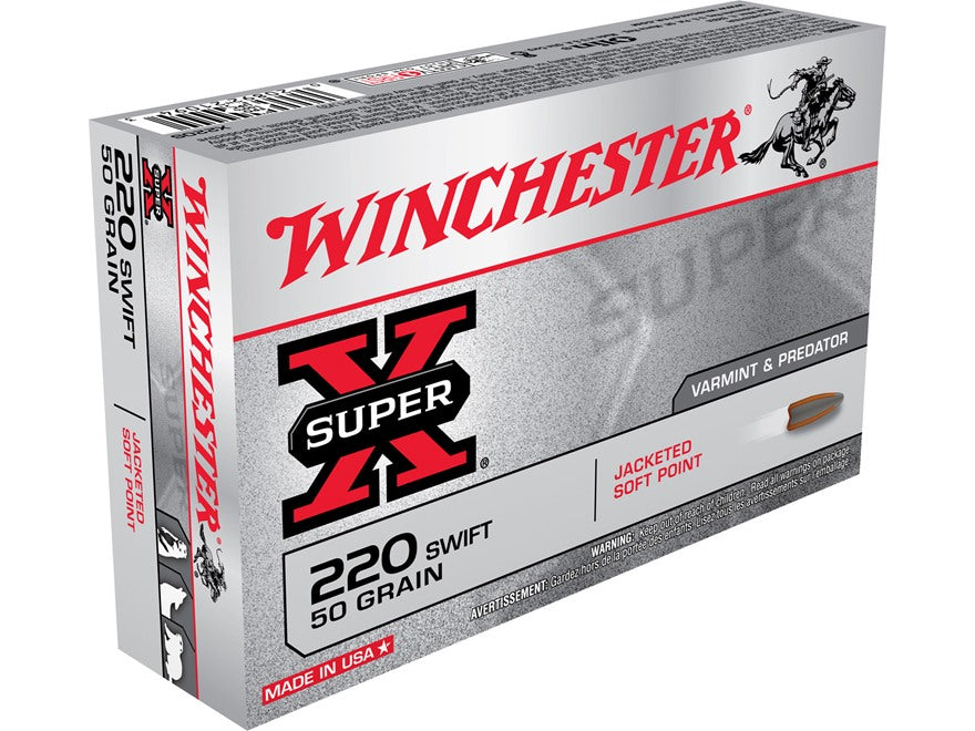 Winchester Super-X Ammunition 220 Swift 50 Grain Pointed Soft Point (20pk)