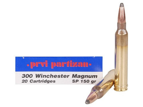 Prvi Partizan PPU Ammunition 300 Winchester Magnum 150 Grain Soft Point (20pk) (HR300A)