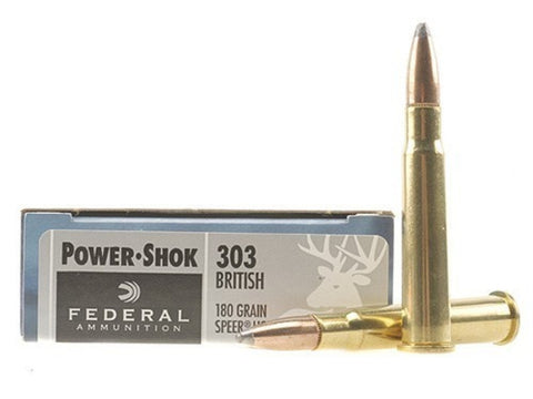 Federal Power-Shok Ammunition 303 British 180 Grain Speer Hot-Cor Soft Point (20pk)
