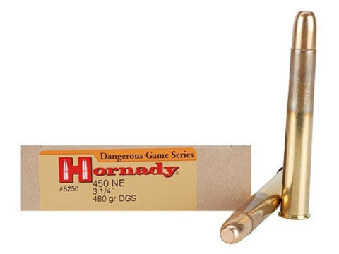Hornady Dangerous Game Ammunition 450 Nitro Express 3-1/4" 480 Grain DGS Flat Nose Solid (20pk)