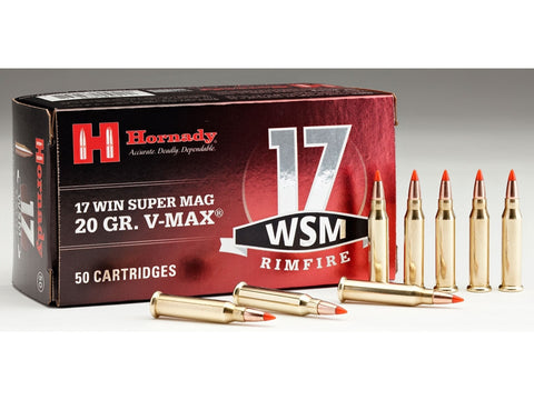 Hornady Ammunition 17 Winchester Super Magnum (17WSM) 20 Grain V-Max (50pk)