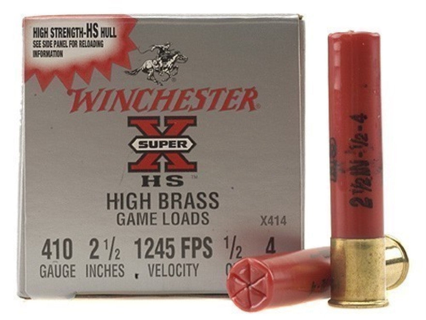 Winchester Super-X 410 Bore Ammunition 2-1/2 1/2 oz #4 Shot (25pk) (X –  Rebel Gun Works