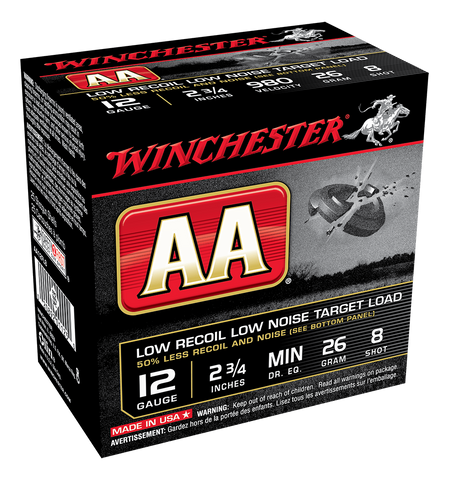 Winchester AA Low Recoil Target Ammunition 12 Gauge 2-3/4" 7/8 oz #8 Shot (25pk)