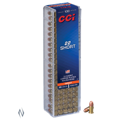 CCI 22 Short Ammunition 29 Grain Lead Round Nose (LRN) (100pk)