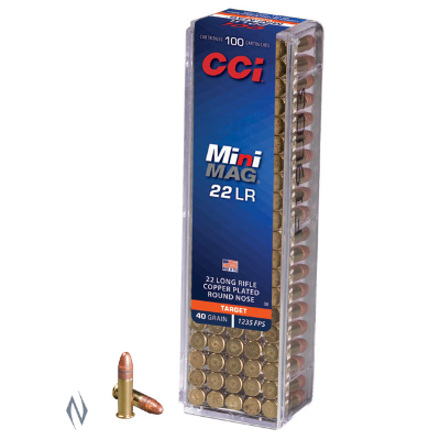 CCI Mini-Mag High Velocity Ammunition 22LR 40 Grain Plated Lead Round Nose (LRN) (100pk) (0030)