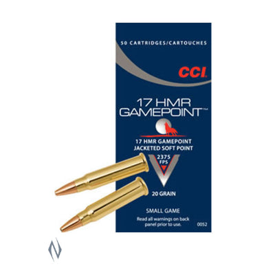 CCI GamePoint 17HMR Ammunition 20 Grain Jacketed Spire Point (50pk) (0052)