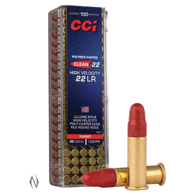 CCI Clean-22 Red Ammunition 22LR 40 Grain High Velocity Round Nose (LRN) (100pk) (944CC)
