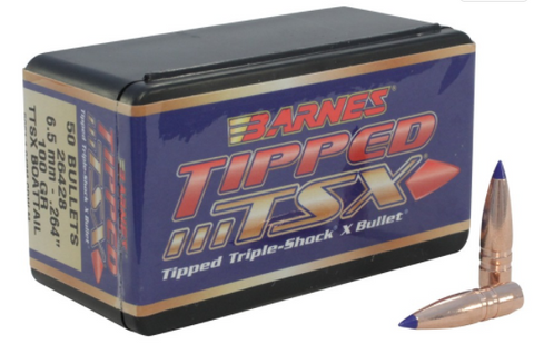 Barnes Tipped Triple-Shock X Bullets 6.5mm (.264) 100gr Spitzer Boat Tail Lead-Free (50pk)