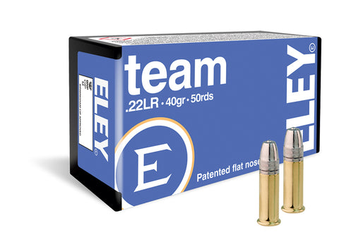 Eley Team Ammunition 22 Long Rifle (22LR) 40 Grain Lead Flat Nose  (LFN) (50pk)