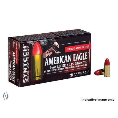 Federal American Eagle Syntech Ammunition 9mm Luger 115 Grain Total Synthetic Jacket (50pk)