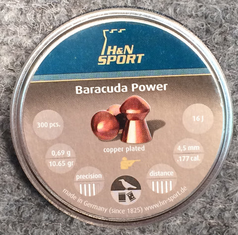 H&N Baracuda Power 177 Cal Air Pellets 0.69g / 10.65gr 16J (300pk) (2405)