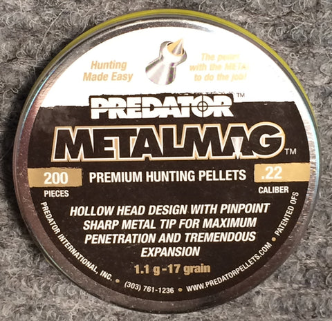 Predator Metalmag Premium 22 Cal Air Pellets 17gr / 1.1g (200pk) (PPM22)