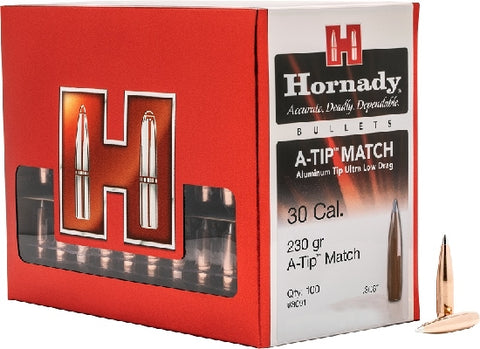 Hornady A-Tip Bullets 30 Caliber, (.308 Diameter) 230 Grain Boat Tail (100pk)