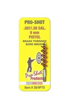 Pro Shot Tornado Style Bronze Cleaning Brush 358 Cal & 9MM (38/9PTO)