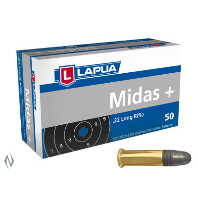 Lapua Midas + Ammunition 22 Long Rifle (22LR) 40 Grain Solid Point (SP) (50pk)