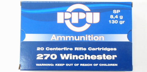 Prvi Partizan PPU Ammunition 270 Winchester 130 Grain Soft Point (20pk)