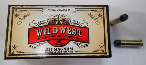 Sellier & Bellot Wild West 357 Magnum Ammunition 158 Grain Lead Flat Nose (50pk)