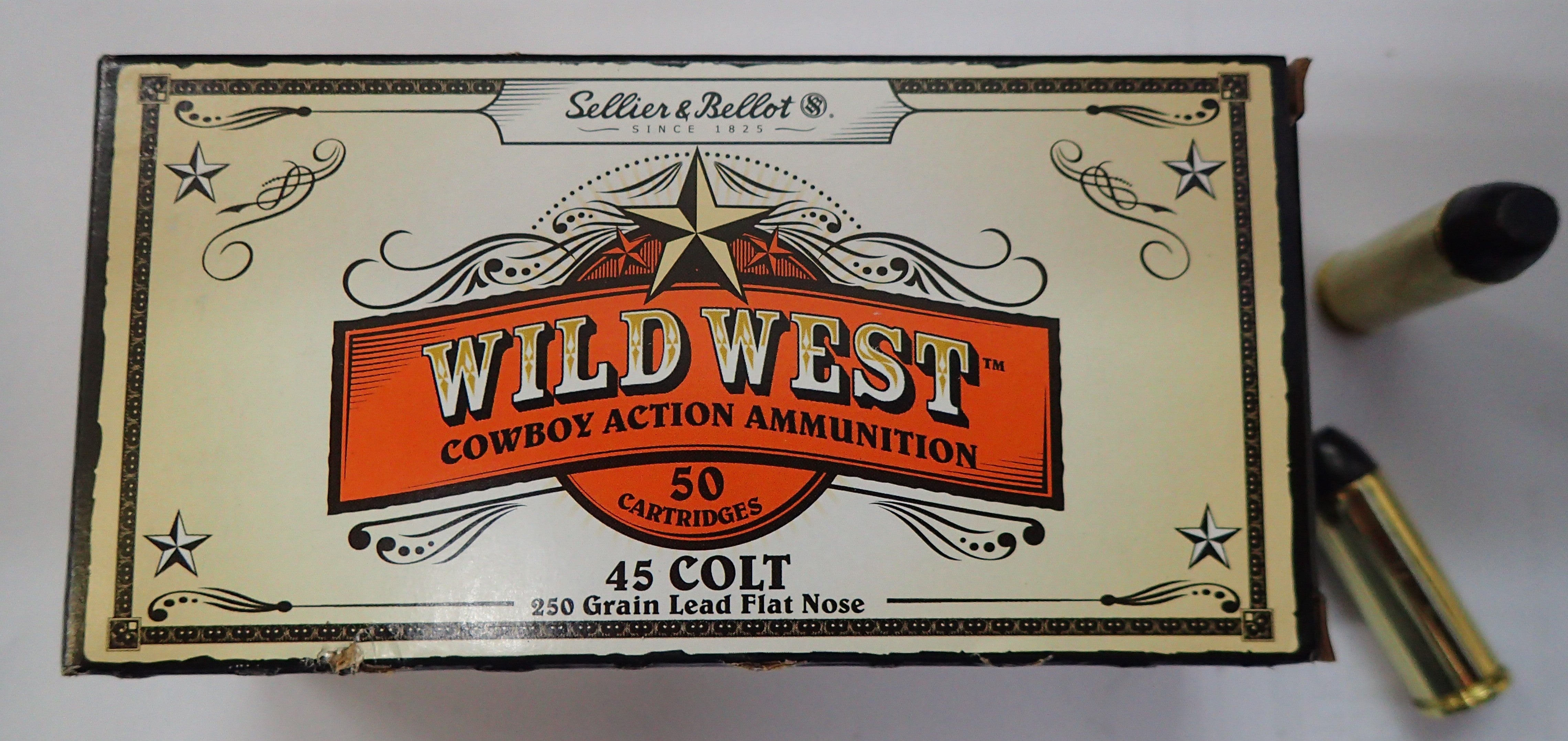 Sellier & Bellot Wild West Ammunition 45 Long Colt 250 Grain Lead Flat Nose (50pk) (311792)