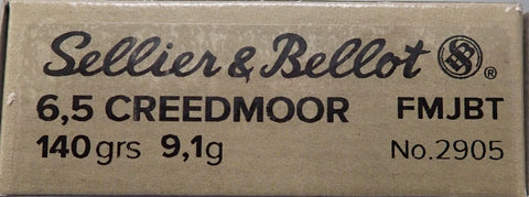 Sellier & Bellot Ammunition 6.5 Creedmoor  140 Gr FMJ Boat Tail Match  (20pk)(2905)