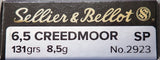 Sellier & Bellot Ammunition 6.5 Creedmoor  131 Gr SP (20pk)(2923)