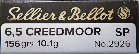 Sellier & Bellot Ammunition 6.5 Creedmoor  156 Gr SP (20pk)(2926)