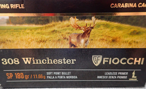 Fiocchi Ammunition 308 Winchester 180 Grain Soft point (20pk)