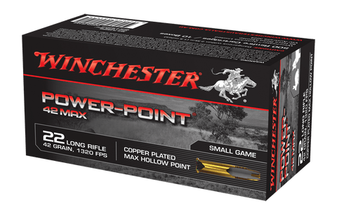 Winchester Power-Point Ammunition 22 Long Rifle (22LR) 42 Grain Copper Plated Hollow Point (HP) (50pk)