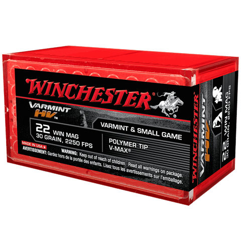 Winchester Varmint HV 22 WMR Ammunition 30gr VMax (50pk)