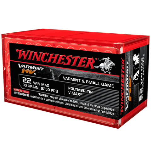Winchester Varmint HV 22WMR Ammunition 30gr VMax (WMR) (22Mag) (50pk) (S22M2PT)