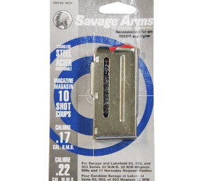 Savage Magazine~ Stainless Steel 17 Hornady Magnum Rimfire (17HMR), 22 Magnum (22Mag) 10 Round