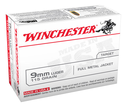 Winchester Ammunition 9mm Luger 115 Grain Full Metal Jacket (100pk)