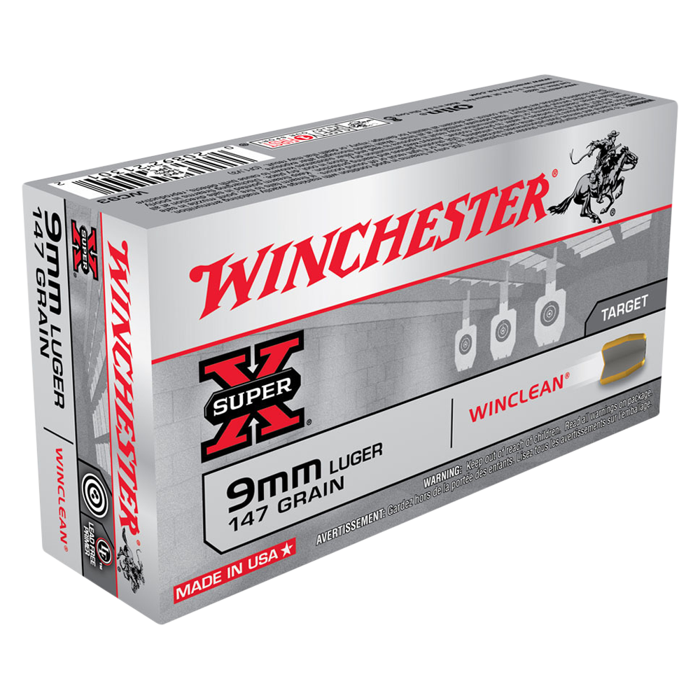 Winchester Win Clean Ammunition 9mm Luger 147  Grain Brass Enclosed Base (50pk)