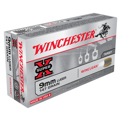 Winchester Win Clean Ammunition 9mm Luger 147  Grain Brass Enclosed Base (50pk)