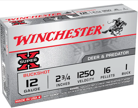 Winchester Super X 12 Gauge Ammunition 2-3/4" 1-1/4 oz  16 Pellets (5pk) (XB121)