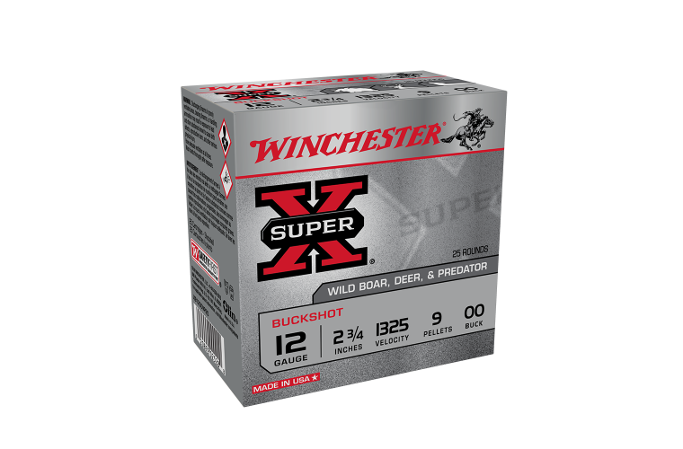 Winchester 12 Gauge Ammunition 2-3/4" OO Buck  9 Pellets (25pk) (XB00VP25)