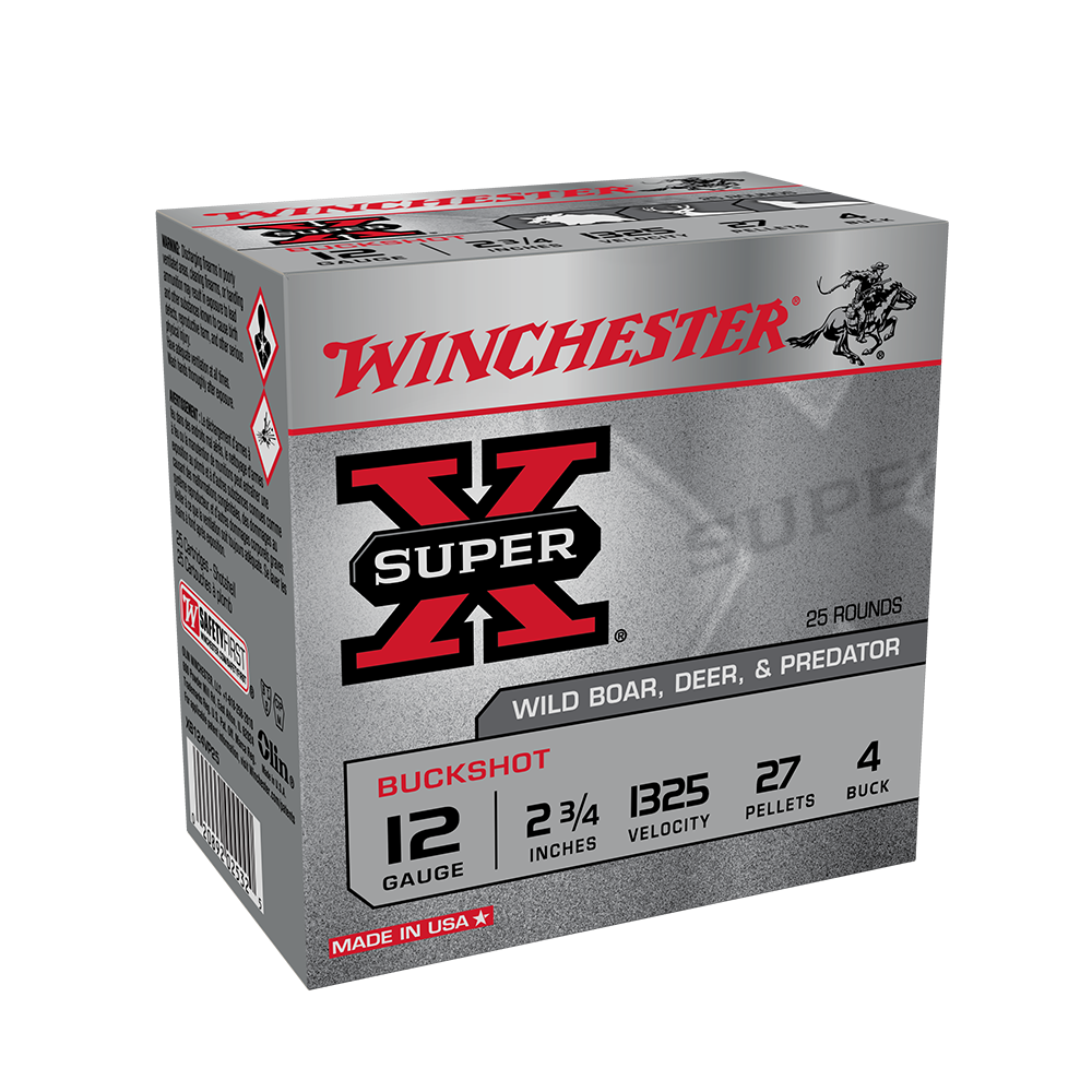 Winchester Super-X Ammunition 12 Gauge #4 Buckshot 27 Pellets (25pk)