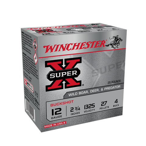Winchester Super-X Ammunition 12 Gauge #4 Buckshot 27 Pellets (25pk)