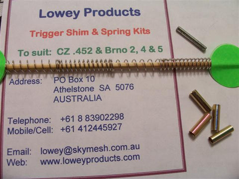 Lowey Trigger Shim & Spring Kit for CZ 452/455 & Brno Model 2, 4 & 5