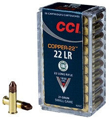 CCI Copper-22 Ammunition 22LR 21 Grain Copper Hollow Point (HP) Lead-Free (50pk) (925CC)
