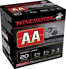 Winchester AA Target 20 Gauge Ammunition 2-3/4" 7/8 oz #9 Shot (25pk) (AA209)