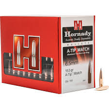 Hornady A-Tip Bullets 264 Caliber, 6.5mm (264 Diameter) 153 Grain Boat Tail (100pk)