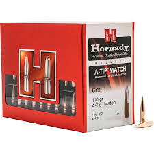 Hornady A-Tip Bullets, 6mm (.243 Diameter) 110 Grain Boat Tail (100pk)