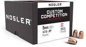 Nosler Sporting Handgun 9MM (.355"Diameter) 147gr Jacketed Hollow Point (250pk)