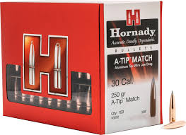 Hornady A-Tip Bullets 30 Caliber, (.308 Diameter) 250 Grain Boat Tail (100pk)