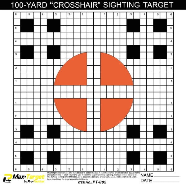 Pro-Tactical Max Target Sighting in paper Target 20pk (PT-005) – Rebel ...