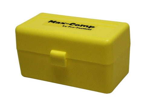 Pro-Tactical Max Comp Ammo Box Medium Rifle 50 Round Yellow Fits 22-250 Remington, 243 Winchester, 308 Winchester